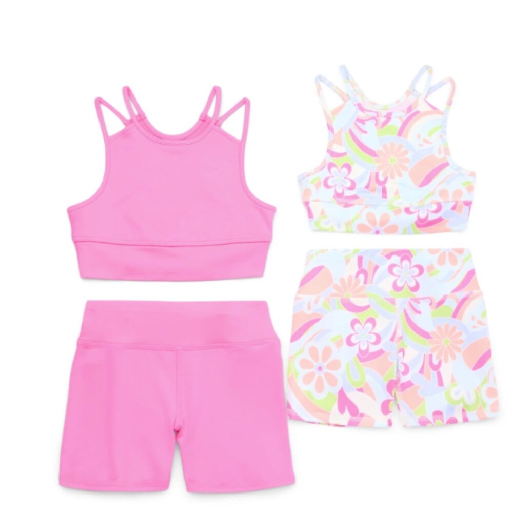 Athletic Works Girl's Longline Bra and Bike Shorts Set, 4-Piece, Size XXL (18) - Picture 1 of 3